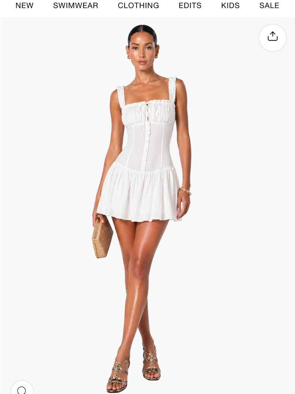 Frankies Bikinis Christa Gauze Mini Dress White XS Cottagecore - Picture 7 of 7